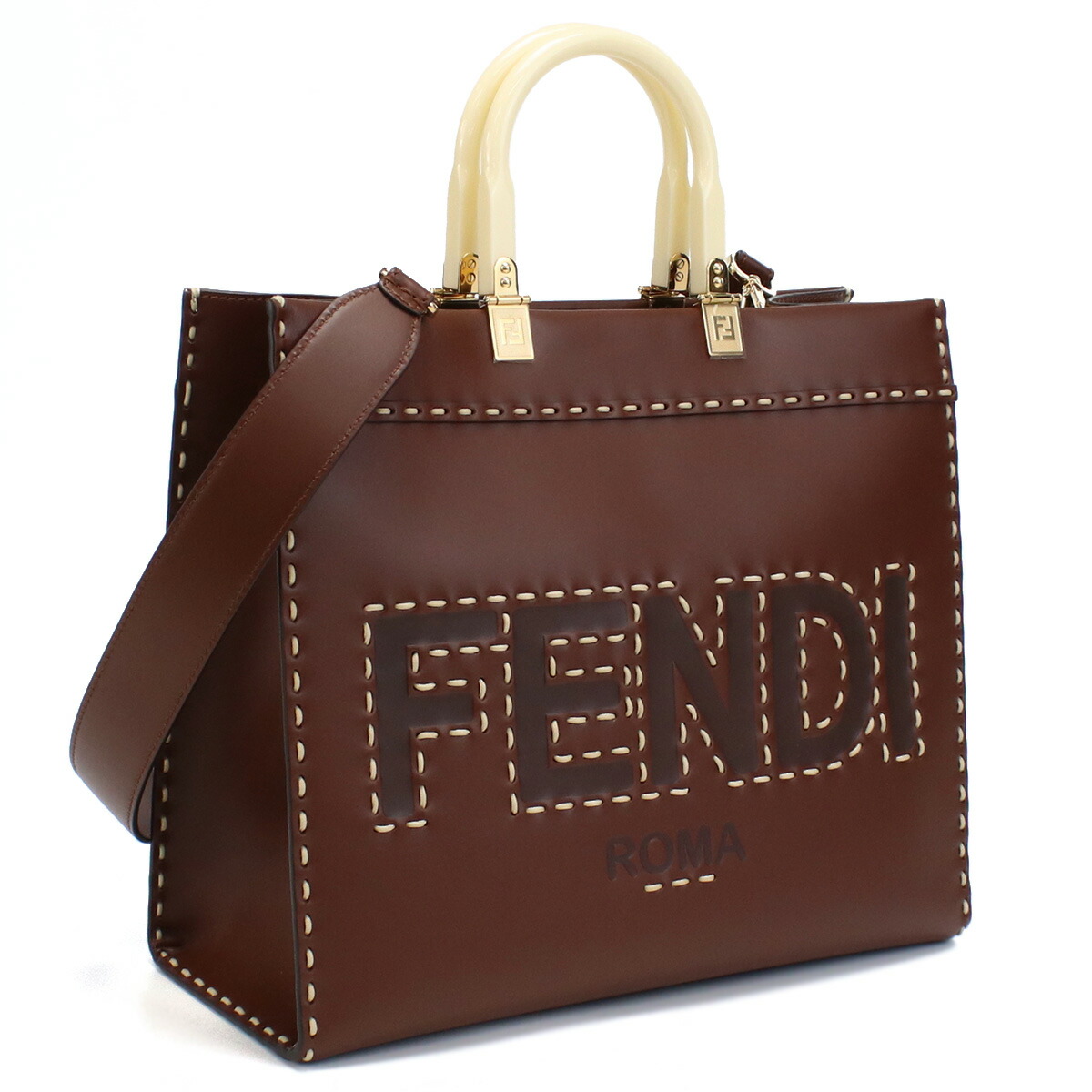 フェンディ FENDI  トートバッグ ブランド ロゴ ショルダー付8BH386　AFL5　F1E8Qブラウン系 bag-01