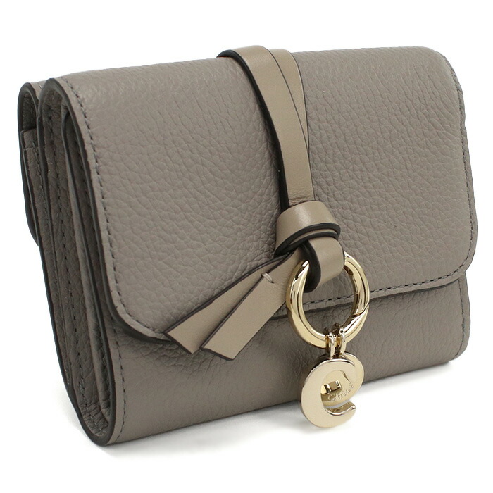 クロエ CHLOE  三つ折り財布 小銭入付き アルファベット レディース ブランドCHC21WP945F57　053CASHMERE GREY グレー系 wallet-01