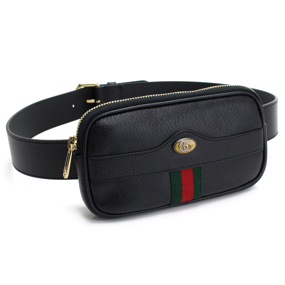 グッチ GUCCI  ウェブ ストライプ　ダブルG　レザー　ウエストバッグ519308　DJ2DG　1060ブラック