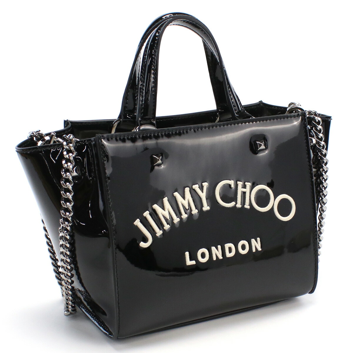 ジミーチュウ JIMMY CHOO  トートバッグ ブランド　ショルダー 2wayVARENNE TOTE BAG-S　BQI　BLACK-WHITEブラック bag-01