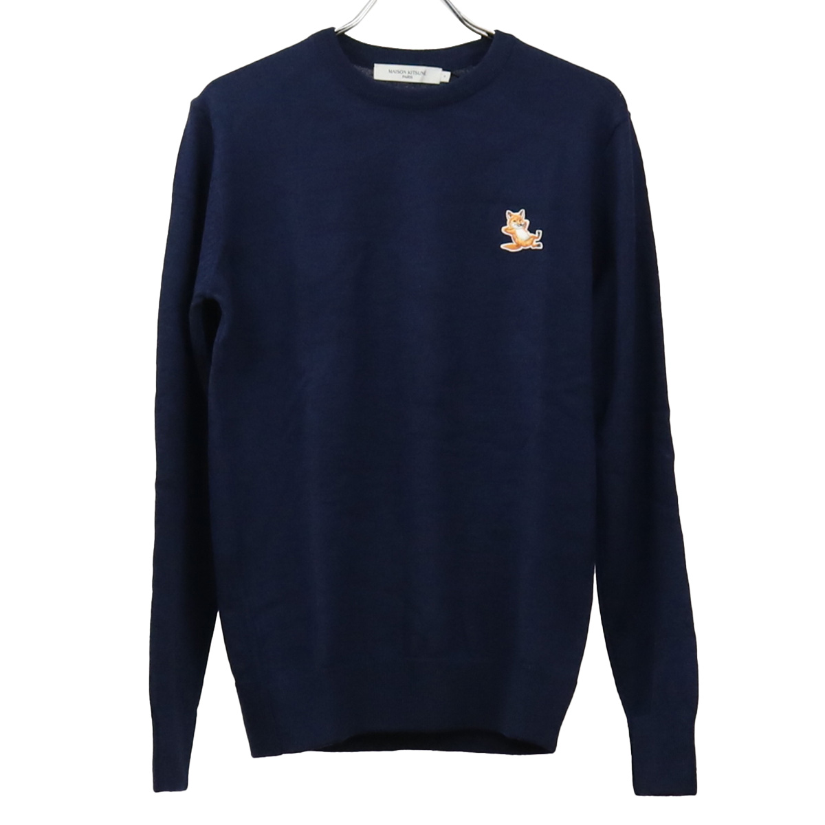 メゾンキツネ MAISON KITSUNE  メンズ－セーター，ニット　ブランドKM00501　KT1036　H481NAVY MELANGE ネイビー系　apparel-01