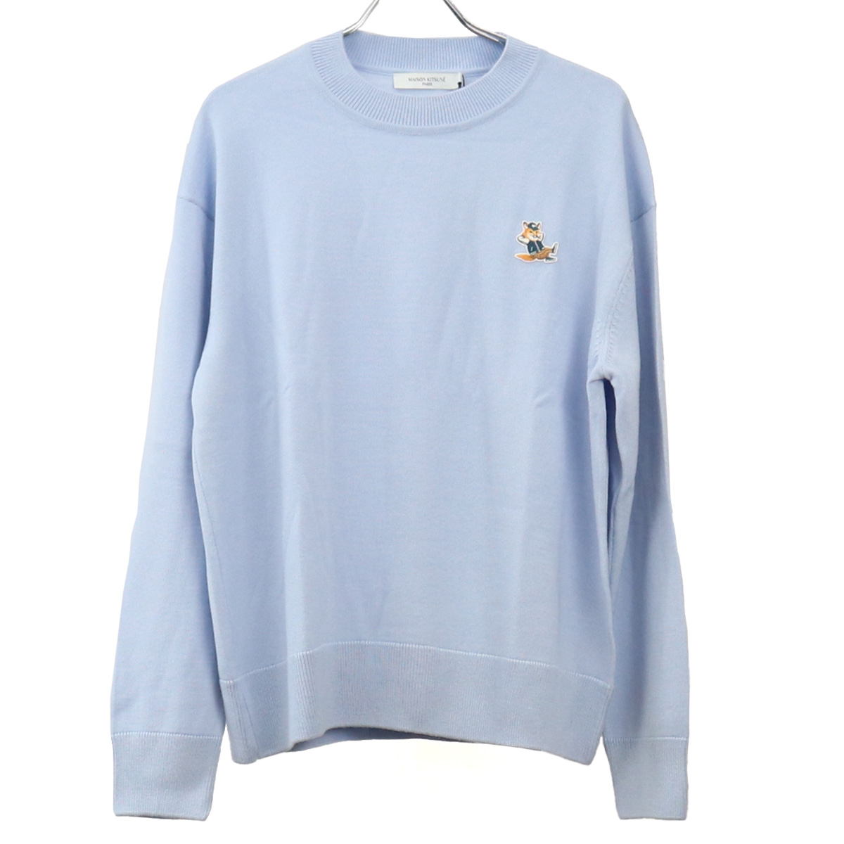 メゾンキツネ MAISON KITSUNE  メンズ－セーター，ニット　ブランドKM00503　KT1036　P408PALE BLUE ブルー系　apparel-01