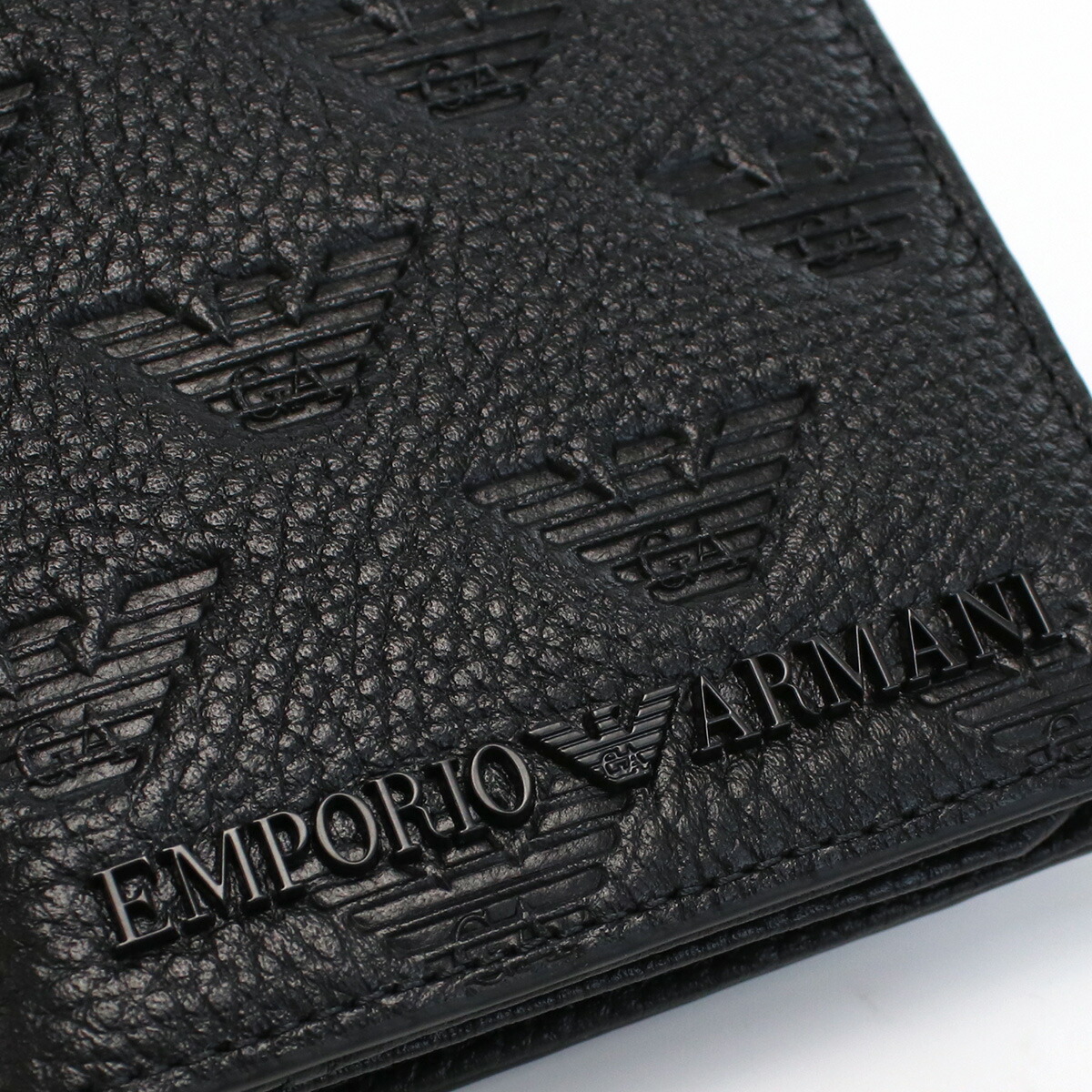 堅実な究極の 新品 EMPORIO ARMANI 二つ折り財布 ブラックXシルバー