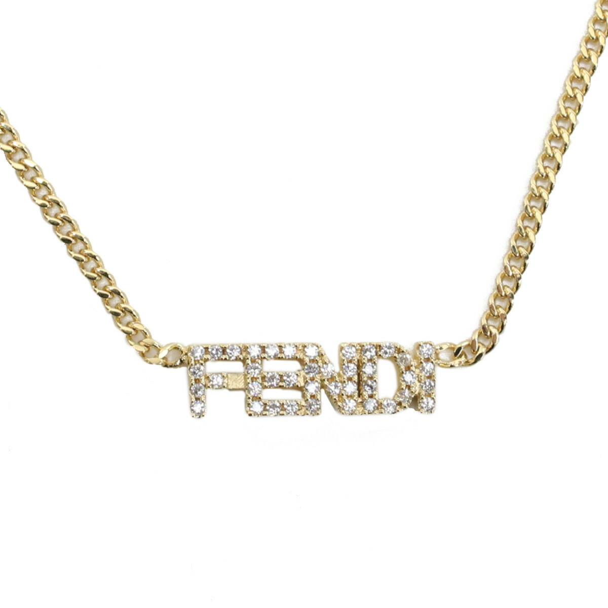 ブランドプラス / フェンディ FENDI ネックレス クリスタル ロゴ