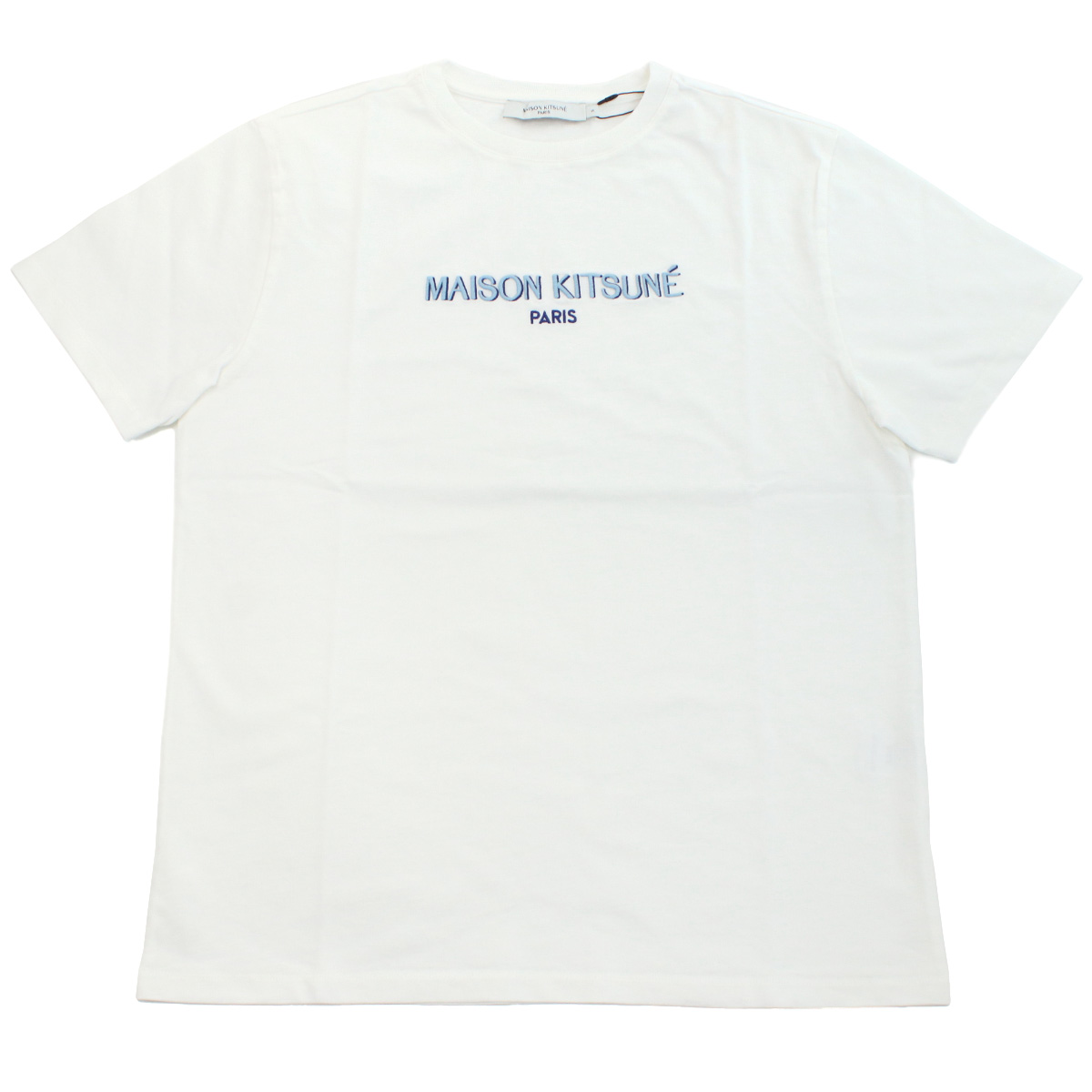 メゾンキツネ MAISON KITSUNE  メンズ Ｔシャツ ブランド ロゴT 刺繍KM00119　KJ0035　P103　BIANCO ホワイト系 ts-03