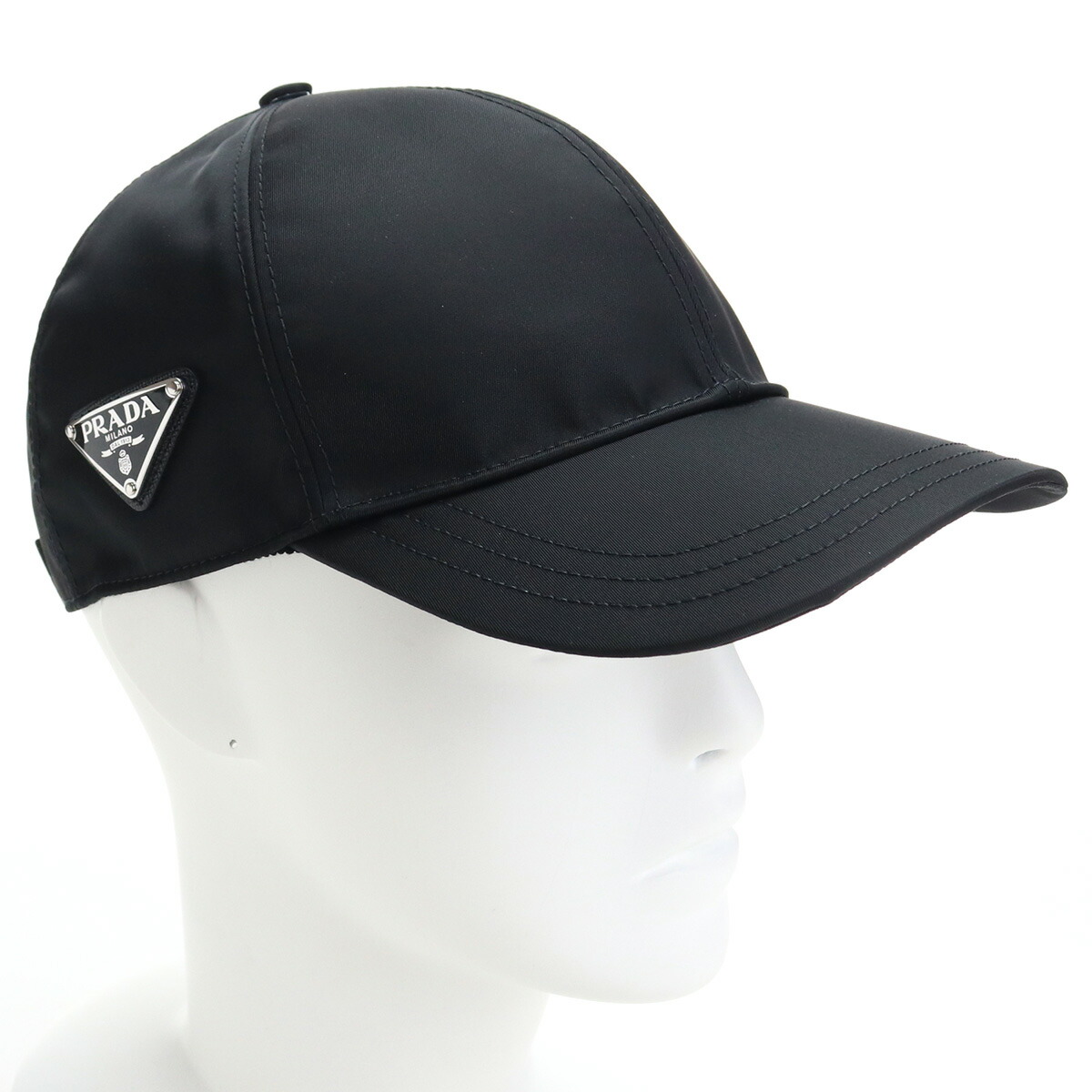 PRADA プラダ 2HC179 2B15 ロゴ刺繍 ベースボール キャップ 帽子 ブラック系 M