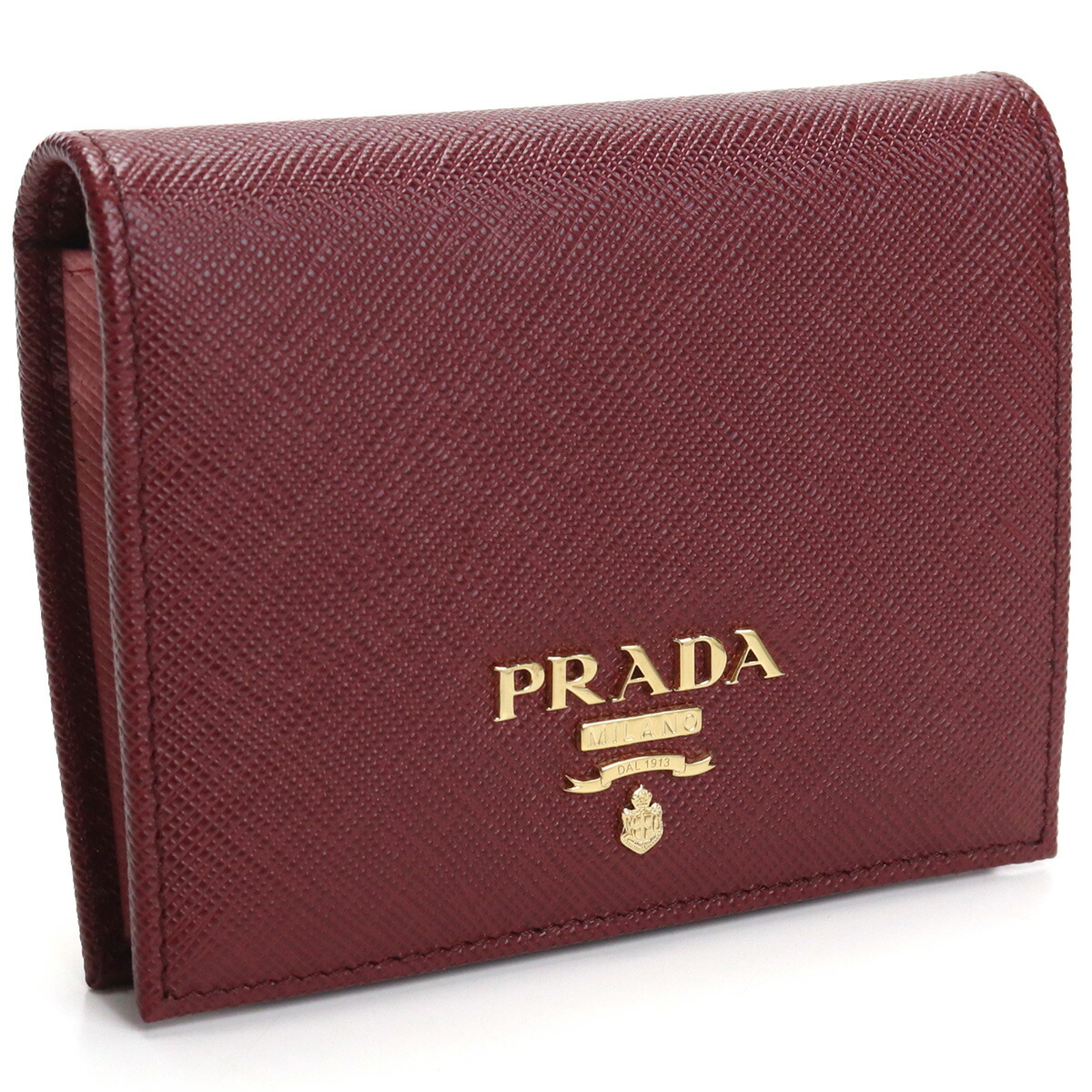Prada Black Saffiano Leather Flap Wallet With Metal Bar Detail 1MH132 QME  F0002